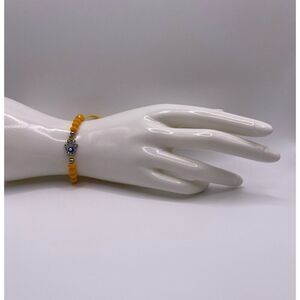D’Bello Women's Yellow Beaded Evil Eye String Bracelet